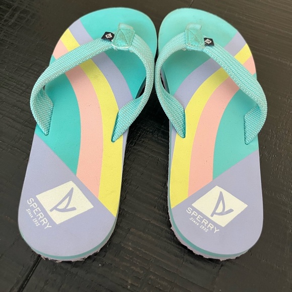 Sperry Sandals Girls Size 1 Calypso Thong Flip Flops Multicolor - Picture 2 of 4
